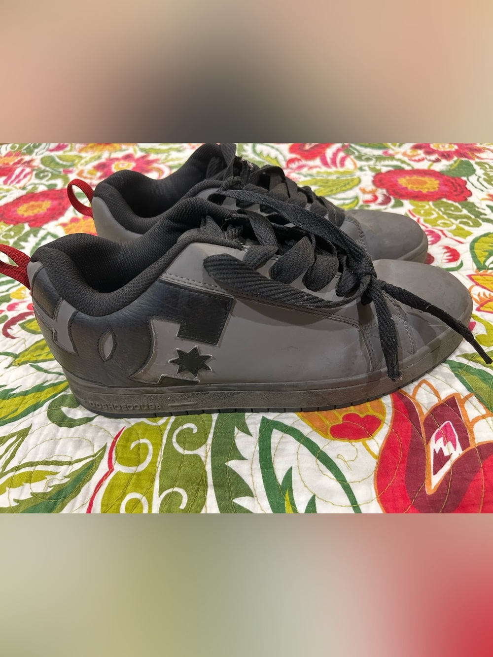 DC Men’s Low-Top Skate Sneakers in Black and Gray